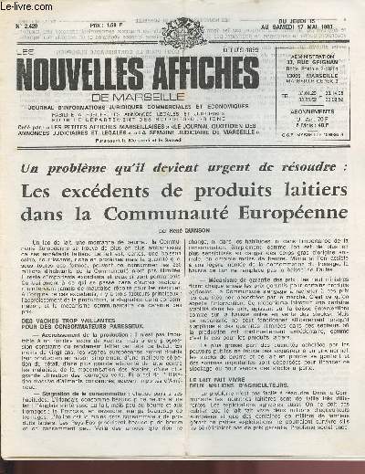 N2428- Du 15 au 17 Mai 1980 - LES NOUVELLES AFFICHES DE MARSEILLE : les excdents de produits laitiers dans la Communaut Europenne - La clbre aviatrice Jacqueline Auriol invite des femmes Patrons - La naissance du parti socialiste  Marseille,etc.