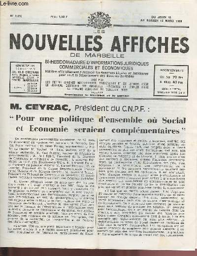 2410 - Du 13 au 15 Mars 1980 - LES NOUVELLES AFFICHES DE MARSEILLE : M. Ceyrac, prsident du C.N.P.F. : 