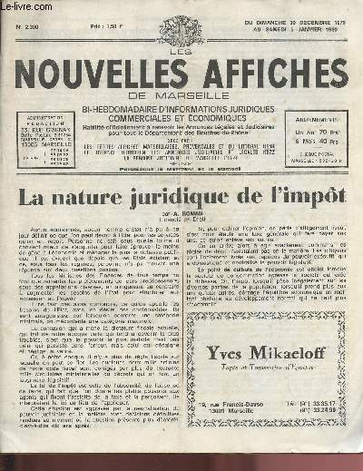 2390 - Du 30 dcembre au 5 Janvier 1980 - LES NOUVELLES AFFICHES DE MARSEILLE : La nature juridique de l'impt - La Chambre de Commerce reoit les Officiers du 