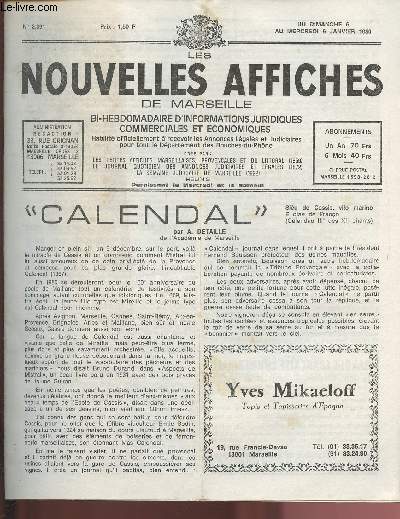 2391 - Du 6 au 9 Janvier 1980 - LES NOUVELLES AFFICHES DE MARSEILLE : 