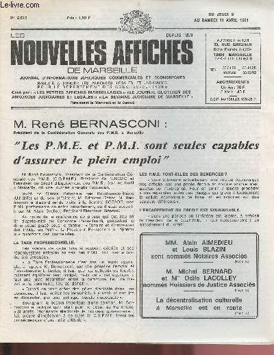 2516 - Dun 9 au 11 Avril 1981 - LES NOUVELLES AFFICHES DE MARSEILLE : 