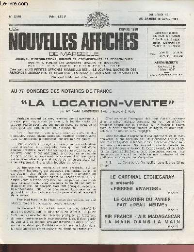 2518 - Du 16 au 18 Avril 1981 - LES NOUVELLES AFFICHES DE MARSEILLE : 