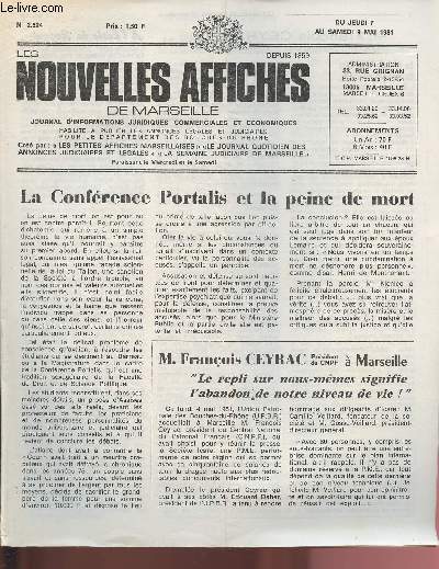 2524 - Du 7 au 9 Mai 1981 - LES NOUVELLES AFFICHES DE MARSEILLE : La Confrence Portalis et la peinde de mort - Parrain par le Crdit Agricole : 