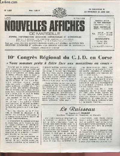 2537 - Du 21 au 24 Juin 1981 - LES NOUVELLES AFFICHES DE MARSEILLE : 10e Congrs Rgional du C.J.D. en Corse 