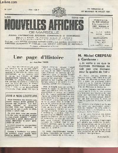 2547 - Du 26 au 29Juillet 1981 - LES NOUVELLES AFFICHES DE MARSEILLE : M. Michel Crepeau  gardanne : 