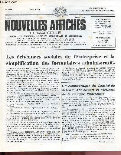 N2485 - Du 14 au 17 Dcembre 1980 - LES NOUVELLES AFFICHES DE MARSEILLE : Les chances sociales de l'Entreprise et la simplification des formulaires administratifs - le temps de Nol, - Icnes russes et grecques : une autre dimension spirituelle,etc