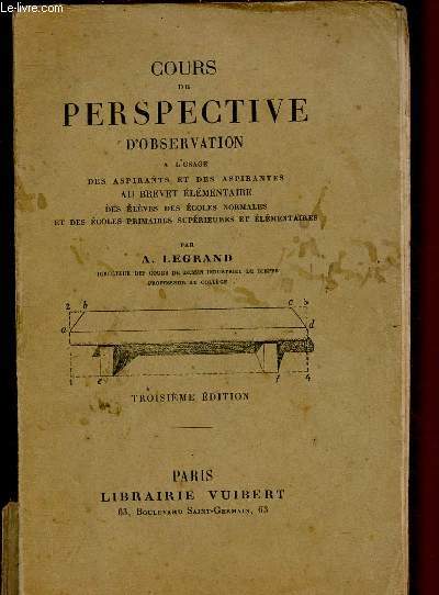 COURS DE PERSPECTIVE D'OBSERVATION  l'usage des aspirants et des aspirantes au brevet lementaire des lves des coles normales et des coles primaires suprieures et lmentaires