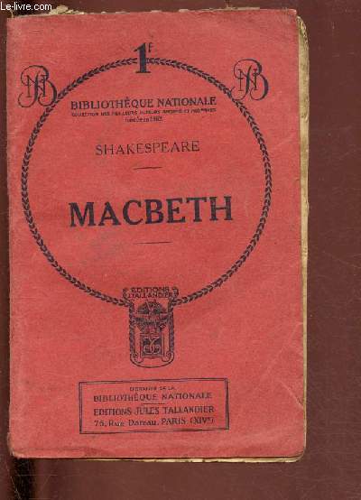 MACBETH / BIBLIOTHEQUE NATIONALE