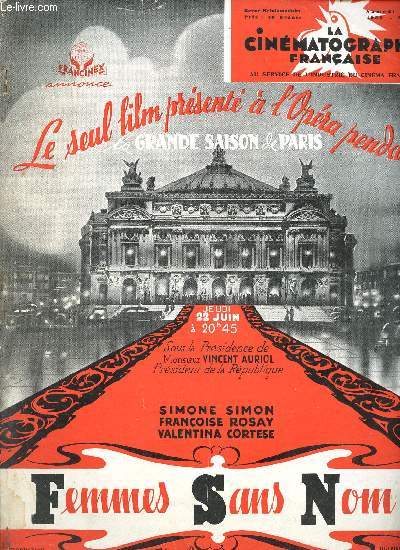 N1366 - 3 JUIN 1950 - LA CINEMATOGRAPHIE FRANCAISE : Le doublage des films franais est envisag aux U.S.A. - Rveil des films franais dans la pninsule italienne - Coproduction avec le Mexique - Nos fils pour la saison 1950-51,etc.