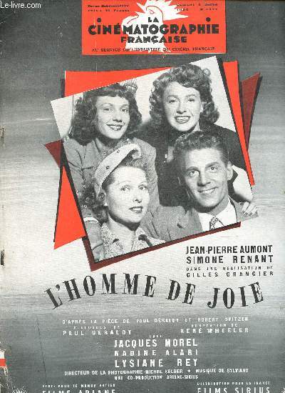N1371 - 8 JUILLET 1950 - LA CINEMATOGRAPHIE FRANCAISE : Les U.S.A vont demander la rduction du quota franais - le 5me congrs des directeurs de cinmas vient de se tenir  Lille - 40 fils au Ve festival de Locarno,etc.