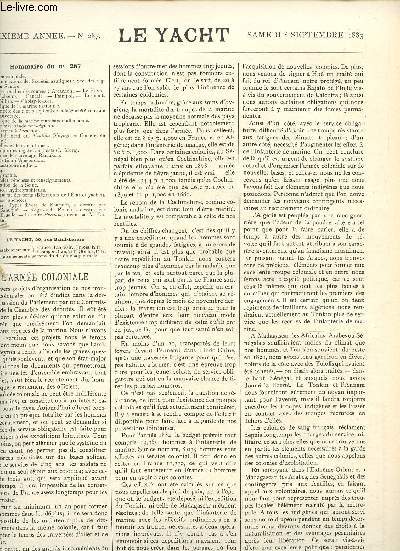 N287 - 8 SEPTEMBRE 1883 - LE YACHT : L'arme coloniale - La tempte des 2 et 3 septembre et la Socit centrale de sauvetage - L'exposition d'Amsterdam,etc.