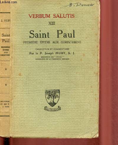 VERBUM SALUTIS - TOME XIII : SAINT PAUL - PREMIERE EPITRE AUX CORINTHIENS