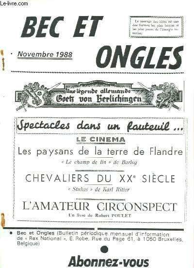 NOVEMBRE 1988 - BEC ET ONGLES : Chevaliers du XXe sicle : 