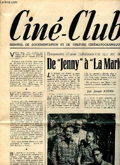 N1 - DECEMBRE 1949 - CINE-CLUB :