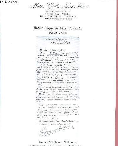 CATALOGUE DE VENTES AUX ENCHERES - 26 ET 27 AVRIL 2000 - HOTEL DROUOT - PARIS : Bibliothque de M.X. de G.-C. - deuxime vente