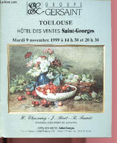 CATALOGUE DE VENTES AUX ENCHERES - 9 NOVEMBRE 1999 - HOTEL DES VENTES SAINT-GEORGES : Tableaux anciens et XIXe