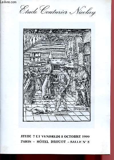 CATALOGUE DE VENTES AUX ENCHERES - 7 ET 8 OCTOBRE 1999 - HOTEL DROUOT - PARIS : Autographes, dessins, photos, livres des XVIe, XVIIe et XVIIIe, XIXe, XXe