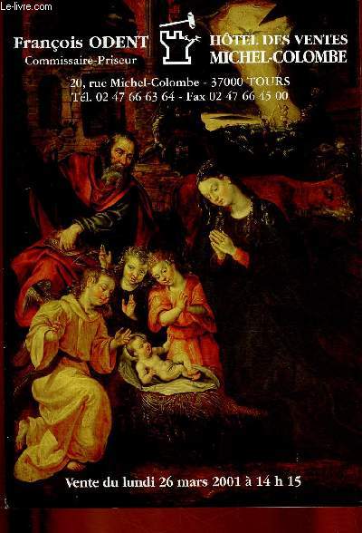 CATALOGUE DE VENTES AUX ENCHERES - 26 MARS 2001 - HOTEL DE VENTES MICHEL-COLOMBE : Gravures, dessins, pastels et tableaux anciens et modernes - bijoux, argenterie, verrerie, cramique, objets d'art et d'ameublement,etc