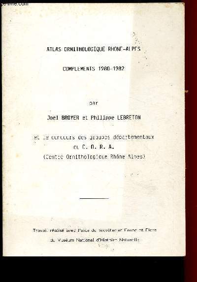 Atlas ornithologique Rhne-Alpes - Complments 1980-1982