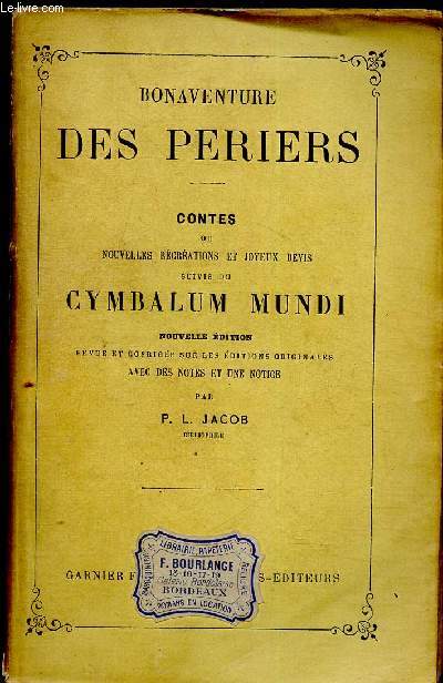 Contes ou nouvelle rcrations et joyeux devis suivis de Cybalum Munidi