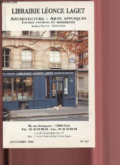 Catalogue - Librairie Lonce Laget - Septembre 1998 - N117 : architecture - art appliqus - livres anciens et modernes