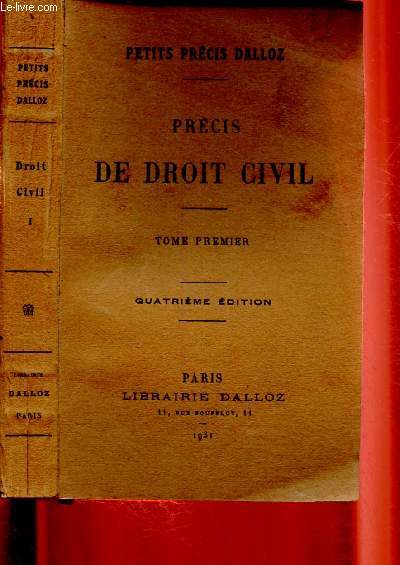 Prcis du droit civil - Tome I