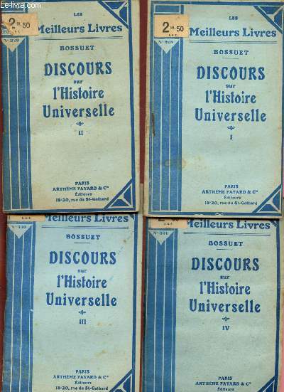 Discours sur l'histoire universelle - Tomes I, II, III,IV