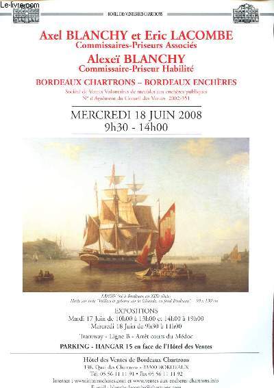 Catalogue de vente aux enchres : 18 juin 2008 - Htel des ventes de Bordeaux Chartrons : bijoux or, meubles et objets d'art XVIII et XIXe
