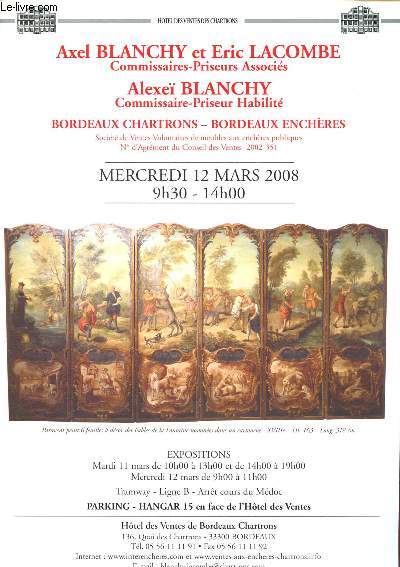 Catalogue de vente aux enchres : 12 mars 2008 - Htel des ventes de Bordeaux Chartrons : bijoux or, argenterie XVIIIe, objets de vitrine, ordres de chevalerie