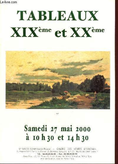 Catalogue de vente aux enchres : 27 mai 2000 - Galerie des ventes d'Orlans : tableaux XIX-me et XXme