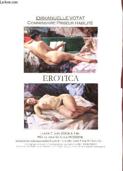 Catalogue de vente aux enchres : 7 juin 2004 - Htel des ventes - Rossini : Erotica