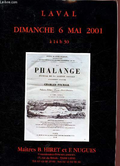 Catalogue de vente aux enchres : 6 mai 2001 -  Laval : Livres et tableaux : La voix du peuple de Proudhon - La commune de Paris - Le mois d'Alexandre Dumas - Les humoristes ...