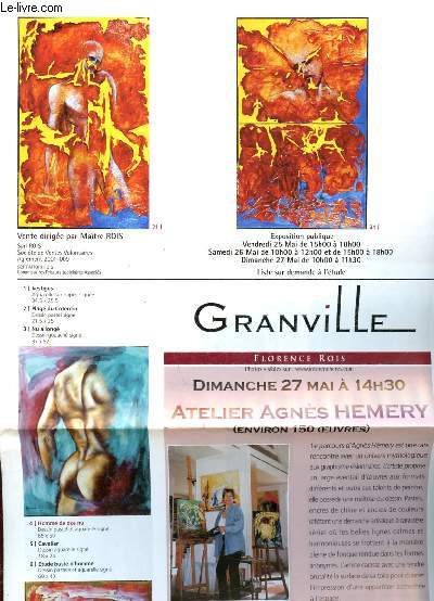 Catalogue de vente aux enchres :25.26 et 27 Mai - Granville : Atelier Agns Hemery - divers tableaux