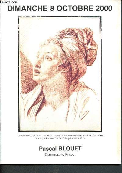 Catalogue de vente aux enchres : 8 octobre 2000 - Htel des ventes - Mayenne : Rare peinture par David Teniers - Important dessin par Jean-Baptiste Greuze