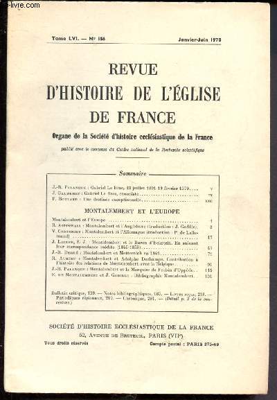 Revue d'histoire de l'Eglise de France n156 - Tome LVI - Janvier-Juin 1970