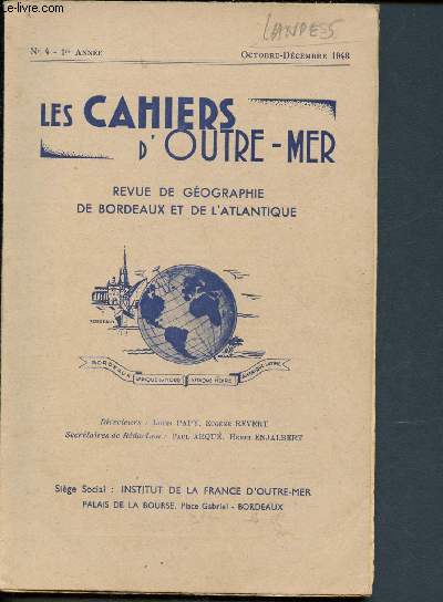 Les cahiers d'Outre-Mer N4 - Octobre-Dcembre 1948