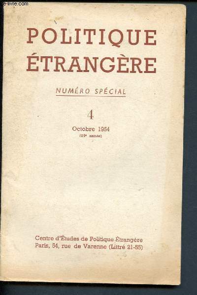 Politique tangre - N4 - Aot - Octobre 1954