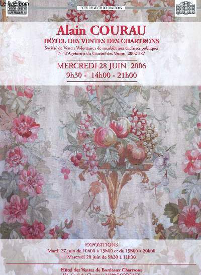 Catalogue de ventes aux enchres - 28 juin 2006 - Htel des ventes des Chartrons - Bordeaux : tableaux, dessins, gravures (de Armalyn Breton, Cazabon, Corominas, Dugu...)