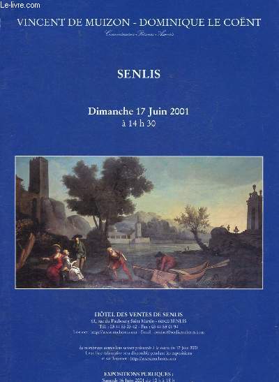 Catalogue de ventes aux enchres - 17 juin 2001 - Htel des ventes de Senlis : tableaux, meubles et objets d'art : bronze de J. Pradier - plat en porcelaine, vase piriforme, commode en acajou, paire de fauteuils en bois naturel, d'poque Louis XV