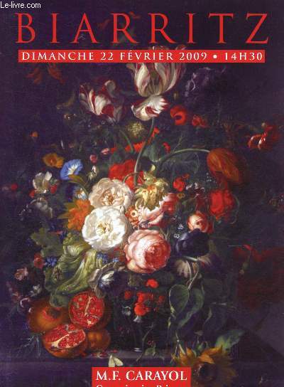 Catalogue de ventes aux enchres - 22 fvrier 2009 - Htel des ventes mobilires - Biarritz : tableaux XIXe et modernes, objets d'art et de bel ameublement, bon mobilier ancien et de style