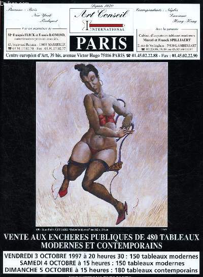 Catalogue de ventes aux enchres - 3,4 et 5 octobre 1997 - Centre Europen d'art - Paris : 480 tableaux modernes et contemporains