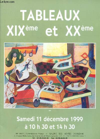 Catalogue de ventes aux enchres - 11 dcembre 1999 - Galerie des ventes d'Orlans : Tableaux XIXme et XXme