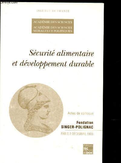 Scuri alimentaire et dveloppement durable - Colloque du 2 dcembre 1999