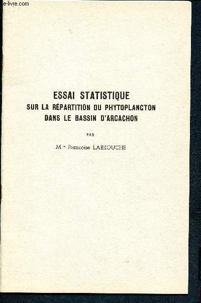 Essai statistique sur la rpartition du phytoplancton dans le bassin d'Arcachon