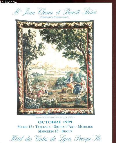 Catalogue de vente aux enchres - 12 et 13 octobre 1999 - Htel des ventes de Lyon Presqu'le : art nouveau, art dco, objets d'art et mobilier anciens, cramiques, bijoux