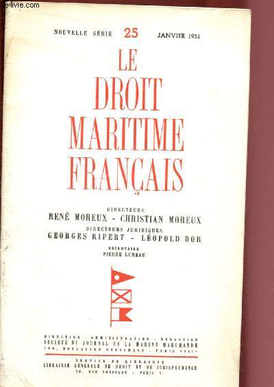 Le droit matime franais n025 - Janvier 1951