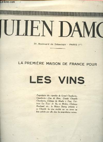 Catalogue Julien Damoy - La Premire maison de France pour les vins
