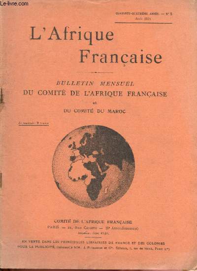 L'Afrique franaise - n8 - 44e anne - Aot 1934