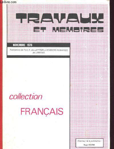 Travaux et mmoires - Vol II - Novembre 1976 (Collection franais)