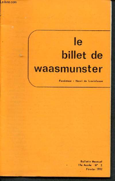 Le billet de Waasmunster n2 - Fvrier 1982 - 19e anne : Economie  visage humain - La terreur et le mensonge - Solutions sociales